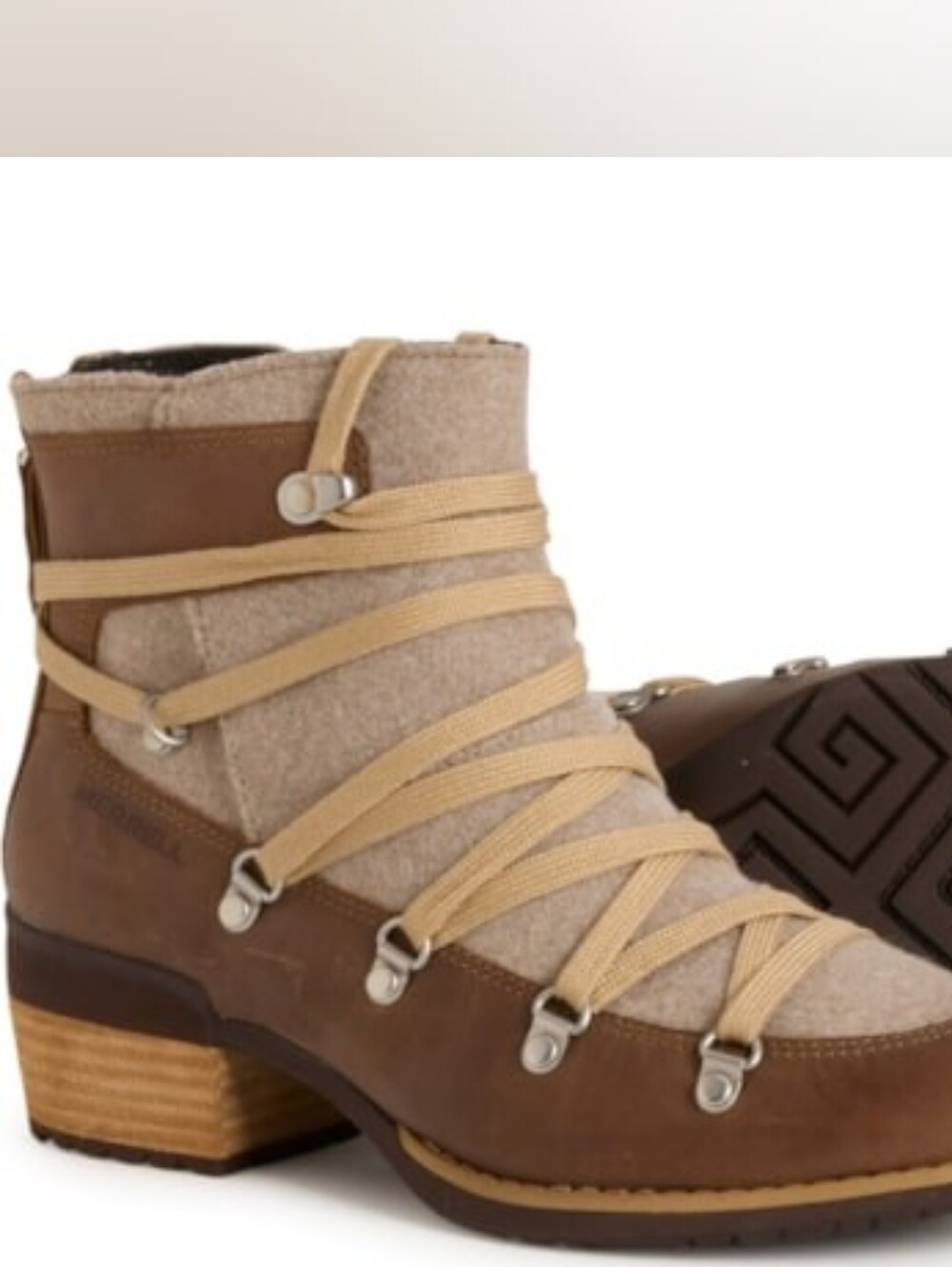 ๐ Merrell Leather Shiloh II Warm Women Short Boots Heeled Camel Brown Beige 6 - Picture 4 of 9